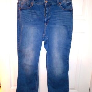 Jessica Simpson 16W Women's Skinny Blue Jeans Fading & Frayed Hem